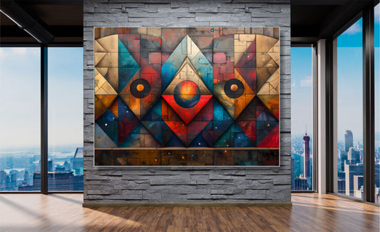 WANDBILDER MIT RAHMEN XXL 200x150 ABSTRAKT WOHNZIMMER KUNST GEOMETRISCH