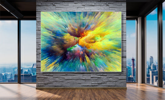 WANDBILD MIT RAHMEN 200x150 ABSTRAKT BILDER XXL WOHNZIMMER FARBEN EXPLOSION