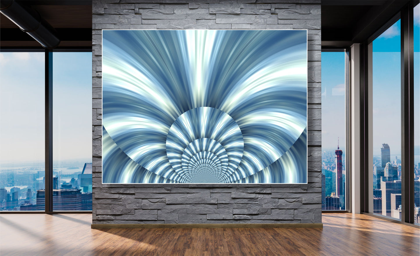 WANDBILDER MIT RAHMEN ABSTRAKT BILDER XXL MODERN WOHNZIMMER KUNST BLAU-WEISS