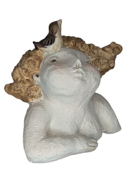 EXNER DEKO FIGUR BÜSTE LADY CRIVA MIT VOGEL HÖHE 16 cm MODERN ABSTRAKT