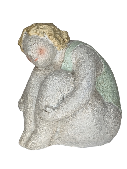 EXNER DEKO FIGUR SKULPTUR MÄDCHEN CRIVA SITZEND HÖHE 15 cm MODERN ABSTRAKT
