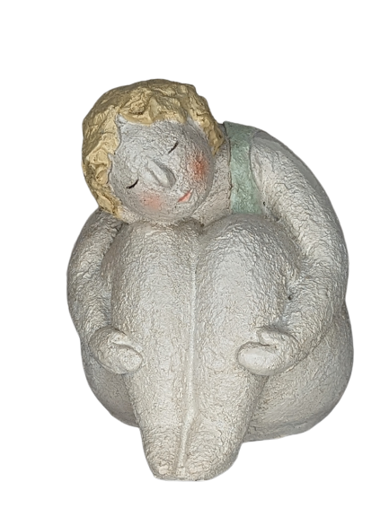 EXNER DEKO FIGUR SKULPTUR MÄDCHEN CRIVA SITZEND HÖHE 15 cm MODERN ABSTRAKT