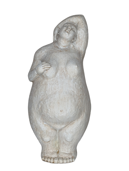 EXNER SKULPTUR DEKO FIGUR HILDA DICKE DAME2 HÖHE 30 cm MODERN STEINOPTIK