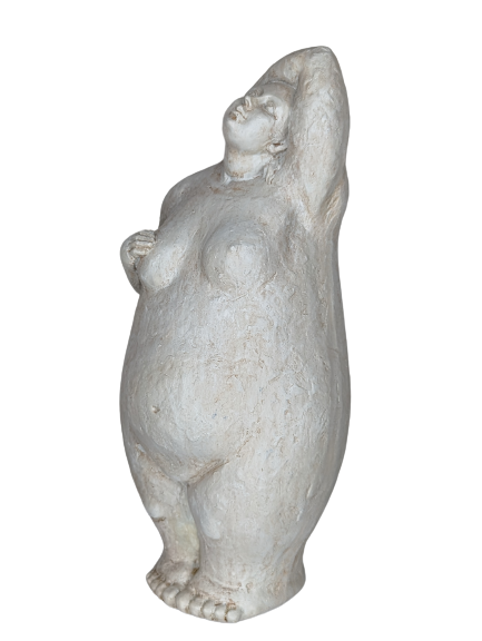 EXNER SKULPTUR DEKO FIGUR HILDA DICKE DAME2 HÖHE 30 cm MODERN STEINOPTIK
