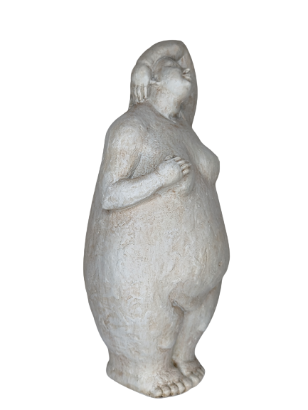 EXNER SKULPTUR DEKO FIGUR HILDA DICKE DAME2 HÖHE 30 cm MODERN STEINOPTIK