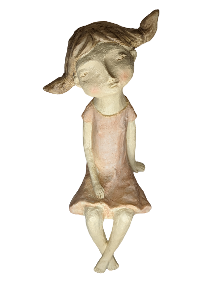 EXNER SKULPTUR DEKO FIGUR KID CRIVA2 HÖHE 50 cm MODERN MÄDCHEN ZÖPFE KANTENHOCKER