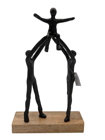 DEKO FIGUR SKULPTUR EXNER FAMILIE H 30 cm HOLZ FIGUREN ALU SCHWARZ ABSTRAKT MODERN