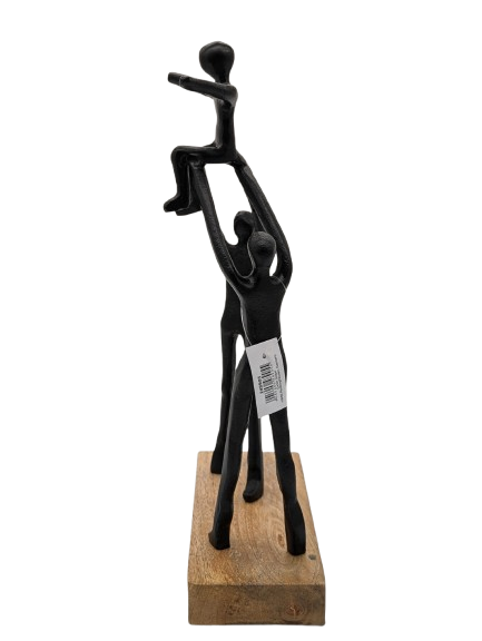 DEKO FIGUR SKULPTUR EXNER FAMILIE H 30 cm HOLZ FIGUREN ALU SCHWARZ ABSTRAKT MODERN