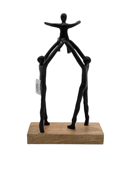 DEKO FIGUR SKULPTUR EXNER FAMILIE H 30 cm HOLZ FIGUREN ALU SCHWARZ ABSTRAKT MODERN