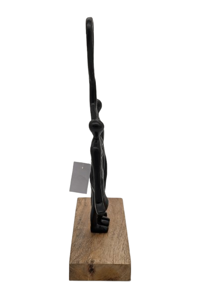 DEKO FIGUR SKULPTUR EXNER PAAR HERZ H 33 cm LIEBE HOLZ ALU SCHWARZ MODERN