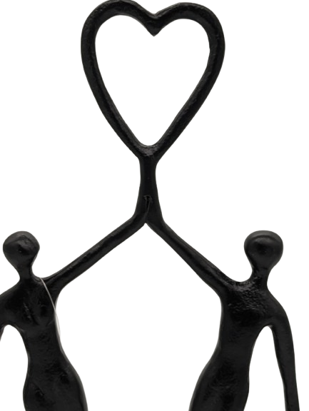 DEKO FIGUR SKULPTUR EXNER PAAR HERZ H 33 cm LIEBE HOLZ ALU SCHWARZ MODERN