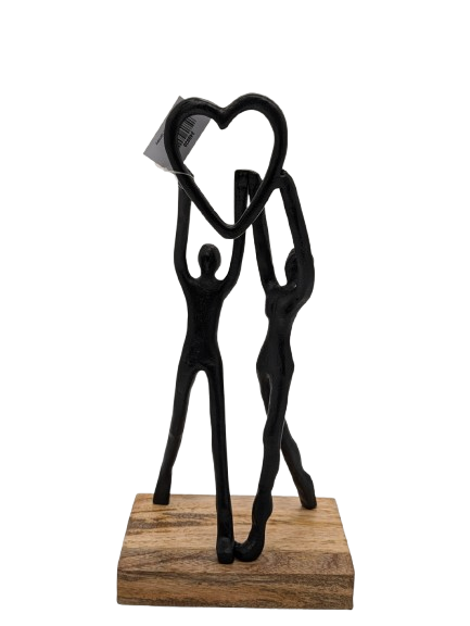 DEKO FIGUR SKULPTUR EXNER LIEBESPAAR H 32 cm LIEBE HOLZ ALU SCHWARZ MODERN ABSTRAKT