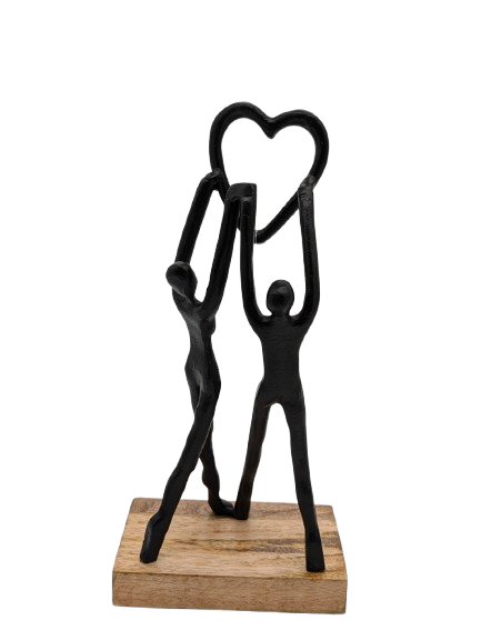 DEKO FIGUR SKULPTUR EXNER LIEBESPAAR H 32 cm LIEBE HOLZ ALU SCHWARZ MODERN ABSTRAKT