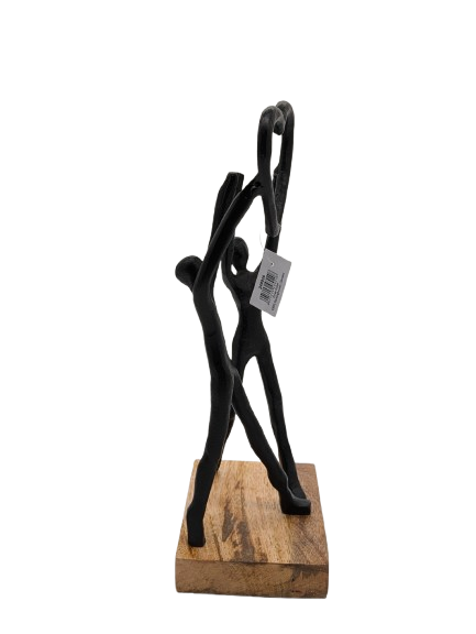 DEKO FIGUR SKULPTUR EXNER LIEBESPAAR H 32 cm LIEBE HOLZ ALU SCHWARZ MODERN ABSTRAKT