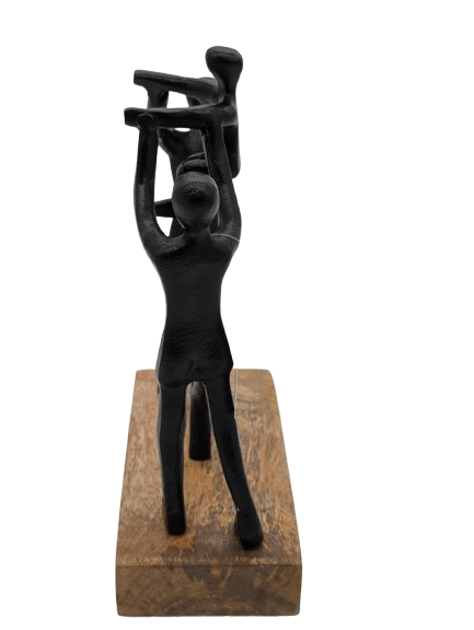 DEKO FIGUR SKULPTUR EXNER FAMILIE HERZ H23 cm HOLZ ALU SCHWARZ MODERN ABSTRAKT