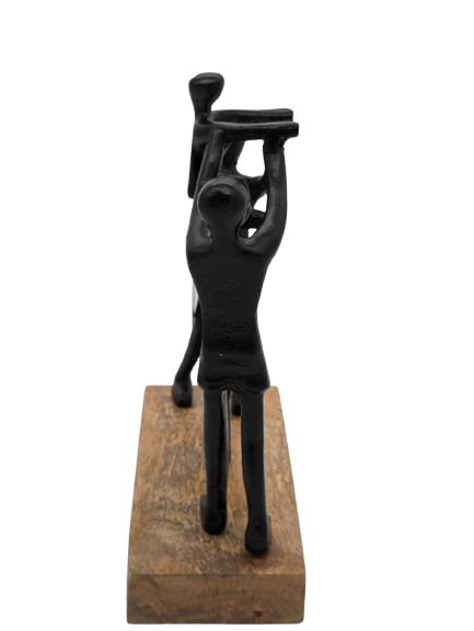 DEKO FIGUR SKULPTUR EXNER FAMILIE HERZ H23 cm HOLZ ALU SCHWARZ MODERN ABSTRAKT