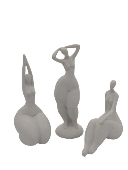 EXNER SKULPTUREN DEKO FIGUREN FRAUEN 3ER SET DICKE DAMEN WEISS MODERN ABSTRAKT