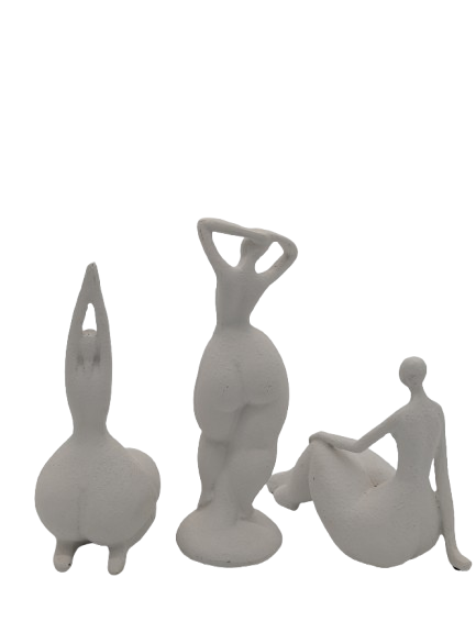 EXNER SKULPTUREN DEKO FIGUREN FRAUEN 3ER SET DICKE DAMEN WEISS MODERN ABSTRAKT