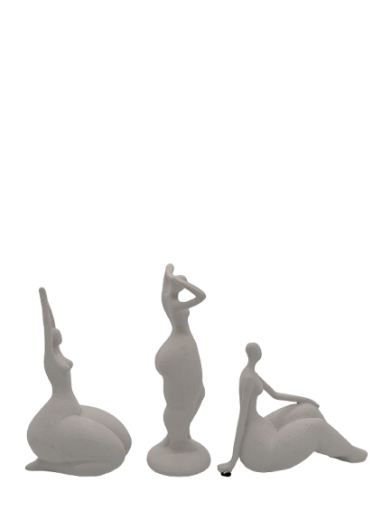 EXNER SKULPTUREN DEKO FIGUREN FRAUEN 3ER SET DICKE DAMEN WEISS MODERN ABSTRAKT