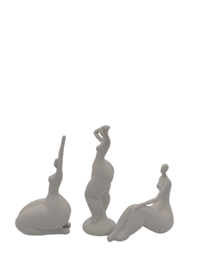 EXNER SKULPTUREN DEKO FIGUREN FRAUEN 3ER SET DICKE DAMEN WEISS MODERN ABSTRAKT