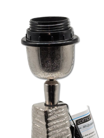 COLMORE LAMPENFUSS ALU RAW SILBER GEDREHT H 51 CM TISCHLEUCHTE MODERN