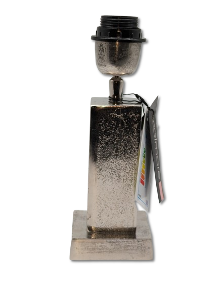 COLMORE LAMPENFUSS QUADRATISCH H 26 CM ALU RAW SILBER MODERN TISCHLEUCHTE