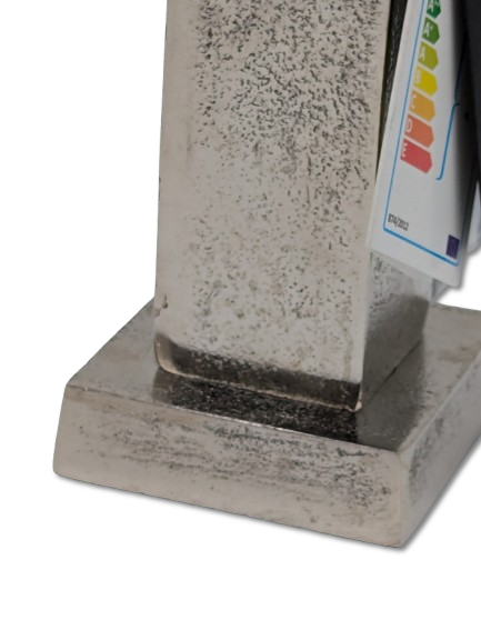 COLMORE LAMPENFUSS QUADRATISCH H 26 CM ALU RAW SILBER MODERN TISCHLEUCHTE