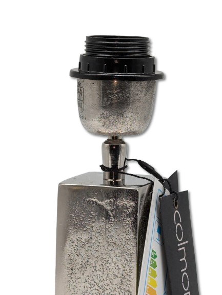 COLMORE LAMPENFUSS QUADRATISCH H 26 CM ALU RAW SILBER MODERN TISCHLEUCHTE
