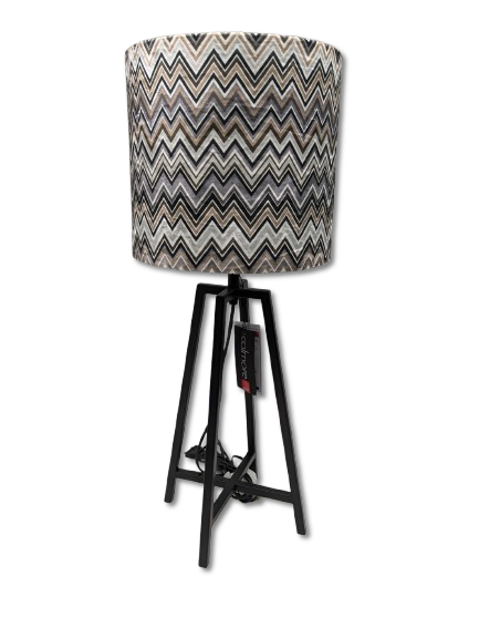 COLMORE LAMPENSHIRM RUND 25x25x23 CM VELOUR ZICKZACK 5FARBIG MODERN
