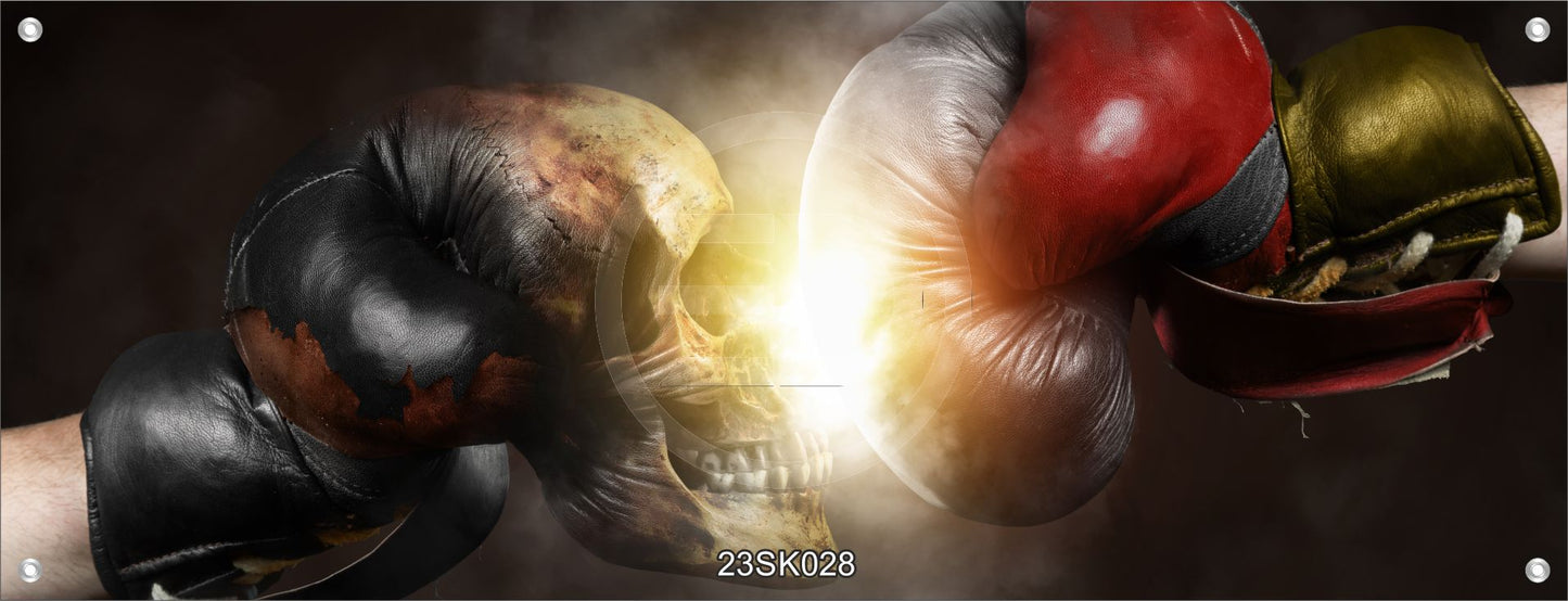 TOTENKOPF WANDBILDER POSTER INNEN AUSSEN 160x60 BOXHANDSCHUHE SCHÄDEL