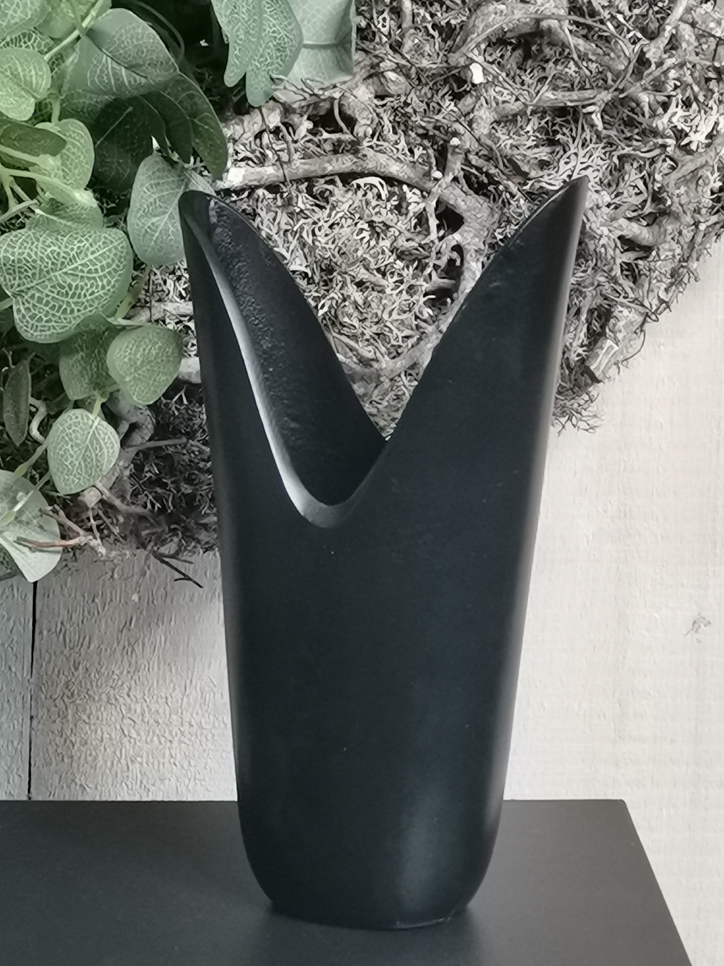 COLMORE Deko Vase 14x9x26 cm Alu Black Matt Modern Tischdeko