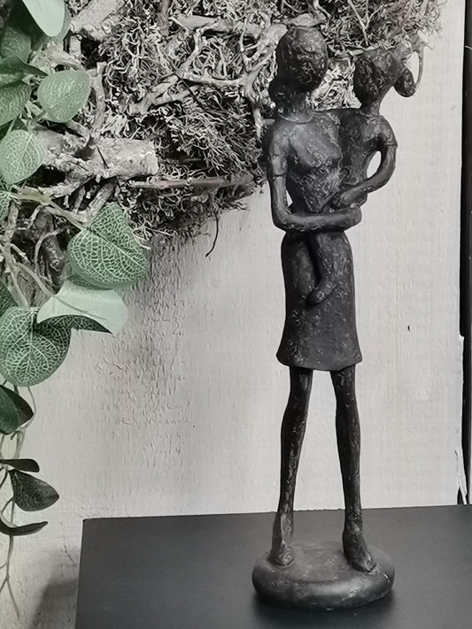 EXNER DEKO FIGUR SKULPTUR HILDA MUTTER MIT KIND HÖHE 31 cm ABSTRAKT SCHWARZ